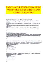 CADC SAMPLE EXAM STUDY GUIDE WITH VERIFIED QUESTIONS AND CORRECT ANSWERS