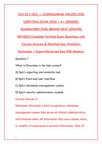 EPIC CLN 251 EXAM PREP 2026 | COMPLETE STUDY GUIDE & VERIFIED PRACTICE QUESTIONS FOR EPIC