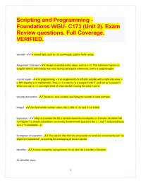 Scripting and Programming - Foundations WGU- C173 (Unit 2). Exam Review questions. Full
