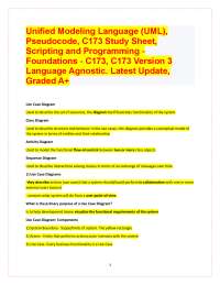 Unified Modeling Language (UML), Pseudocode, C173 Study Sheet, Scripting and Programming
