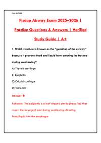 FISDAP AIRWAY EXAM 2025: LATEST PRACTICE QUESTIONS WITH VERIFIED ANSWERS & DETAILED RATION