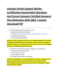 Georgia Family Support Worker Certification Examination Questions And Correct Answers