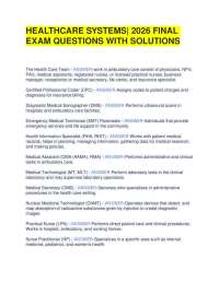 HEALTHCARE SYSTEMS| 2026 FINAL EXAM QUESTIONS WITH SOLUTIONS