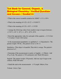 Test Bank for General, Organic, & Biological Chemistry | Verified Questions and Answers |