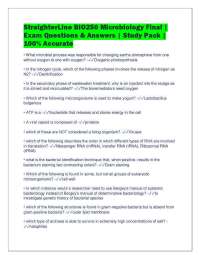 StraighterLine BIO250 Microbiology Final | Exam Questions & Answers | Study Pack | 100% Ac