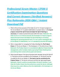 Professional Scrum Master I (PSM I) Certification Examination Questions
