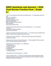 SMQT Questions and Answers | 2026 Final Review Practice Pack | Grade A+