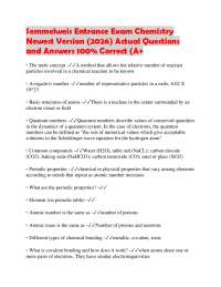 Semmelweis Entrance Exam Chemistry Newest Version (2026) Actual Questions and Answers 100%