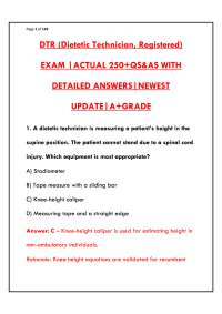 2026 DTR CERTIFICATION EXAM TEST BANK: COMPLETE PRACTICE QUESTIONS & STUDY GUIDE FOR DIETE
