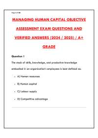 2026 WGU C202 MANAGING HUMAN CAPITAL OBJECTIVE ASSESSMENT EXAM: COMPLETE TEST BANK WITH VE