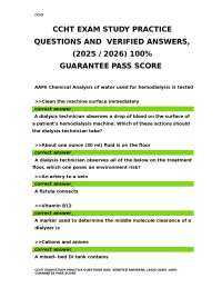 CCHT EXAM STUDY PRACTICE QUESTIONS AND VERIFIED ANSWERS, (2025-2026) 100% GUARANTEE PASS