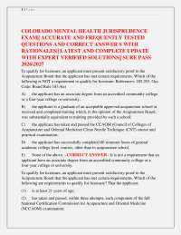 Colorado Mental Health Jurisprudence Exam | Accurate Questions & Answers | 2026\2027