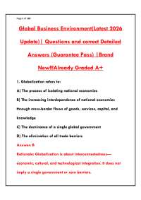 2026 GLOBAL BUSINESS ENVIRONMENT EXAM: COMPLETE TEST BANK WITH VERIFIED Q&A AND RATIONALES