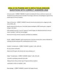 WGU D116 Pharm Unit 8 Infectious Disease Questions with Correct Answers 2026 Guide