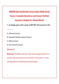 2026 RPB390 EPIC CERTIFICATION RESOLUTE BILLING EXAM: COMPLETE TEST BANK WITH 200+ VERIFIE