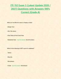 ITE 152 Exam 3 (Latest Update 2026 2027) Questions with Answers 100% Correct {Grade A}