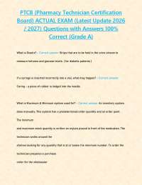 PTCB {Pharmacy Technician Certification Board} ACTUAL EXAM (Latest Update 2026 / 2027) Que