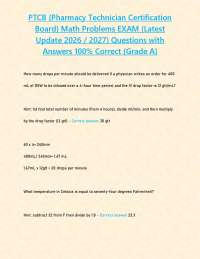 PTCB {Pharmacy Technician Certification Board} Math Problems EXAM (Latest Update 2026 / 20