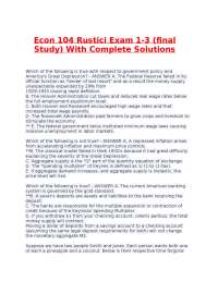 Econ 104 Rustici Exam 1-3 (final Study) With Complete Solutions.