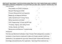 KENTUCKY MACHINIST CERTIFICATION EXAM PRACTICE TEST QUESTIONS AND CORRECT ANSWERS (VERIFIE