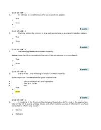 ASU EXW73118 APA QUIZ Week 1.Questions and Answers correctly done.