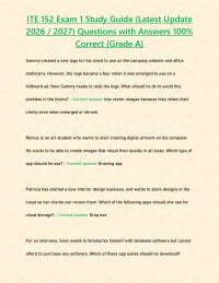 ITE 152 Exam 1 Study Guide (Latest Update 2026 / 2027) Questions with Answers 100% Correct