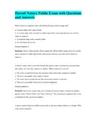 Hawaii Notary Public Exam with Questions and Answers
