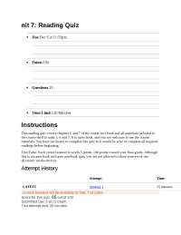 BCC SOCI MISC unit 7 reading quiz. Questions and correct answers.