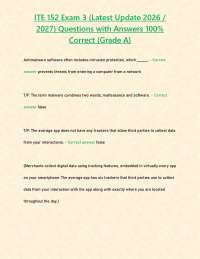 ITE 152 Exam 3 (Latest Update 2026 / 2027) Questions with Answers 100% Correct {Grade A}
