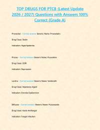 TOP DRUGS FOR PTCB (Latest Update 2026 / 2027) Questions with Answers 100% Correct {Grade