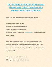 ITE 152 EXAM 2 PRACTICE EXAM (Latest Update 2026 / 2027) Questions with Answers 100% Corre