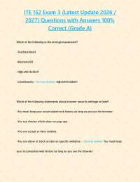 ITE 152 Exam 3 (Latest Update 2026 / 2027) Questions with Answers 100% Correct {Grade A}