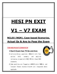 HESI PN Exit V1–V7 Exams (PDF) | 2026 NCLEX NGN Case Scenarios