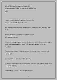 LICENSE GENERAL CONTRACTOR CSLB B EXAM QUESTIONS WITH COMPLETE SOLUTIONS GUARANTEED PA