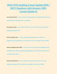 WGU D215 Auditing (Latest Update 2026 / 2027) Questions with Answers 100% Correct {Grade A
