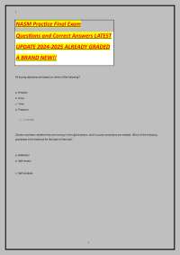 NASM Practice Final Exam Questions and Correct Answers LATEST UPDATE 2024-2025 ALREAD