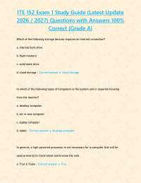 ITE 152 Exam 1 Study Guide (Latest Update 2026 / 2027) Questions with Answers 100% Correct