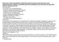 KENTUCKY HEAVY EQUIPMENT OPERATOR CERTIFICATION EXAM PRACTICE TEST QUESTIONS AND CORRECT A