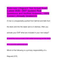 Redcross Lifeguard Test Actual Exam (Latest 2026 / 2027 Update) Real Questions and Verifie