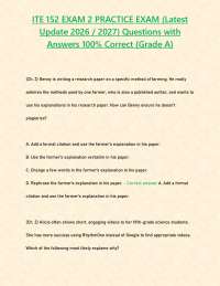 ITE 152 EXAM 2 PRACTICE EXAM (Latest Update 2026 / 2027) Questions with Answers 100% Corre