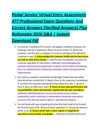 Postal Service Virtual Entry Assessment 477 Professional Exam Questions