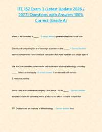 ITE 152 Exam 3 (Latest Update 2026 / 2027) Questions with Answers 100% Correct {Grade A}