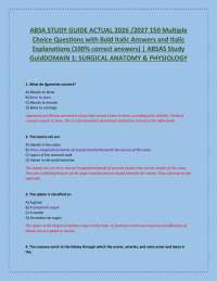 ABSA STUDY GUIDE ACTUAL 2026 /2027 150 Multiple Choice Questions with Bold Italic Answers