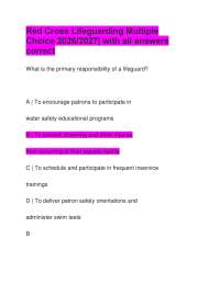 Red Cross Lifeguarding Multiple Choice 2026/2027| with all answers correct