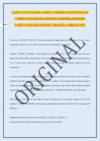 ACRP CP FINAL EXAM LATEST 2 VERSION QUESTIONS AND CORRECT DETAILED ANSWERS (VERIFIED ANSW
