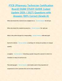 PTCB {Pharmacy Technician Certification Board} EXAM STUDY GUIDE (Latest Update 2026 / 2027