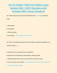 ITE 152 EXAM 1 PRACTICE EXAM (Latest Update 2026 / 2027) Questions with Answers 100% Corre