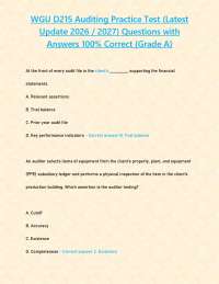 WGU D215 Auditing Practice Test (Latest Update 2026 / 2027) Questions with Answers 100% Co