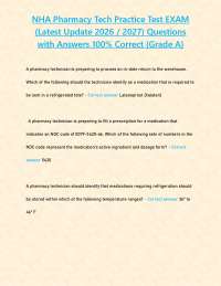 NHA Pharmacy Tech Practice Test EXAM (Latest Update 2026 / 2027) Questions with Answers 10