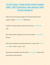 ITE 152 Exam 1 Study Guide (Latest Update 2026 / 2027) Questions with Answers 100% Correct